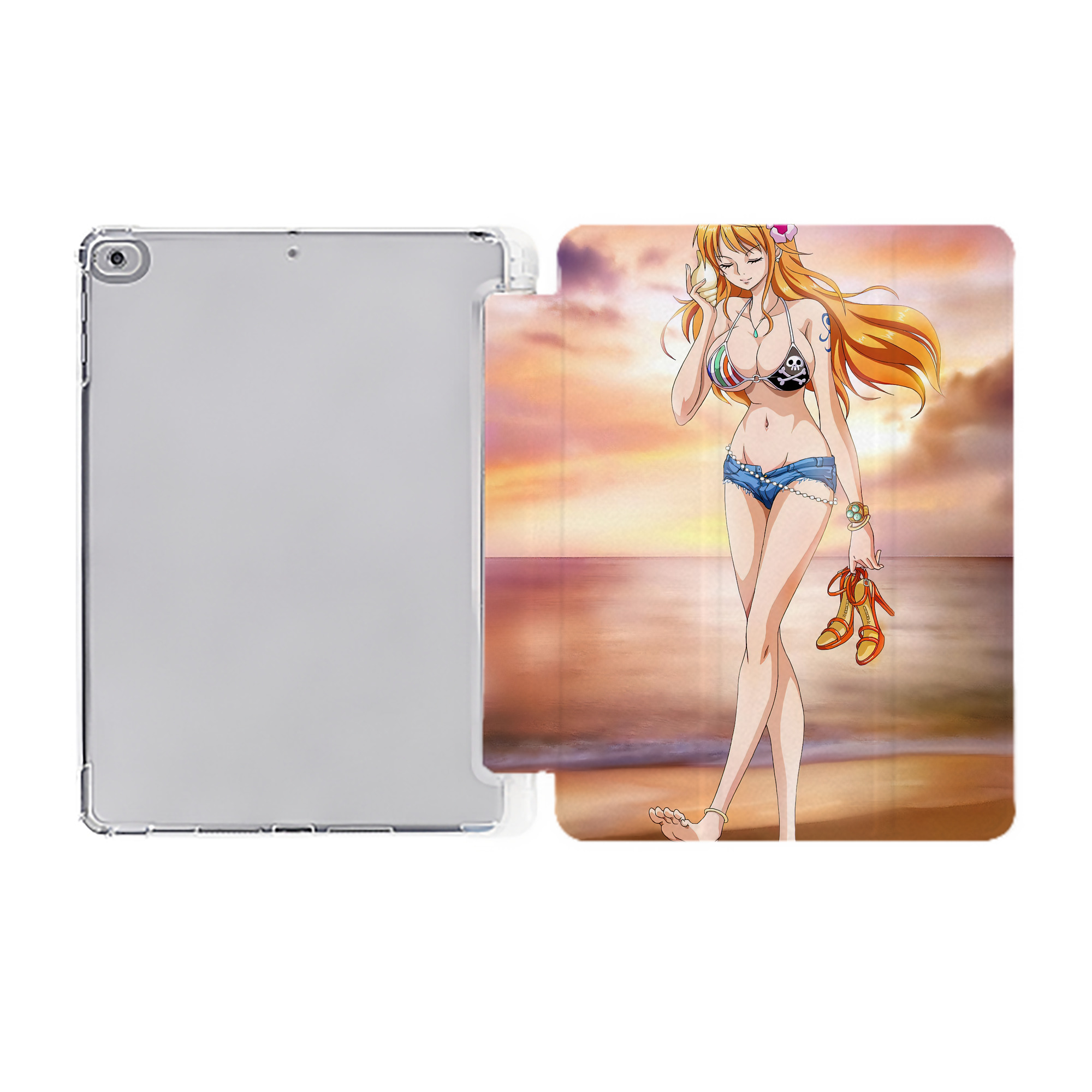 （画像用） ワンピース ONE PIECE IPad ケース ペン収納付き 三つ折りスタンド PUレザー×シリコン 対応機種9.5/10.5/10.9インチ